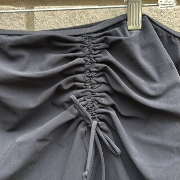 Profile By Gottex Tutti Frutti Side Slit Cinch Swim Skirt Black Sz 16W - Picture 4 of 8